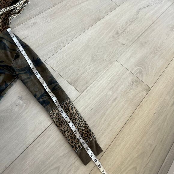 Johnny Was Panthera Mix Camo Leopard Full Zip Hoodie Jacket French Terry XS - Picture 4 of 8